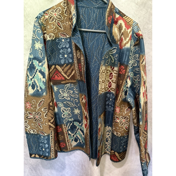 Alfred Dunner Quilted Patchwork Jacket Womens XL/ 1X Patchwork Floral Reversible - Picture 1 of 10
